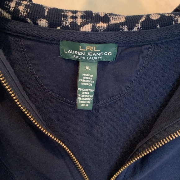 Ralph Lauren Blue Cotton Zip Hoodie Sweatshirt Size XL - Picture 2 of 6